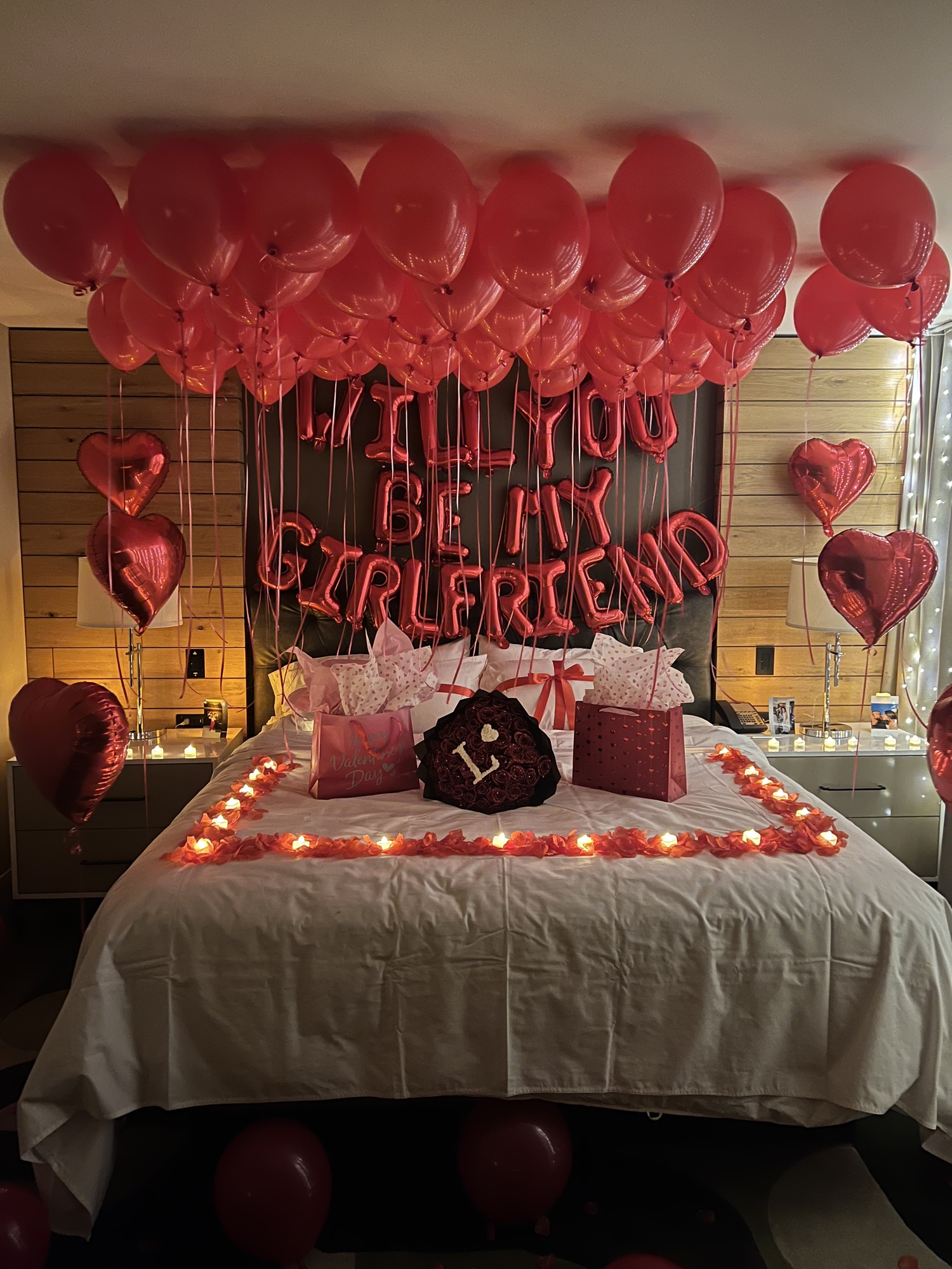 Will you be my girlfriend balloon letter proposal.