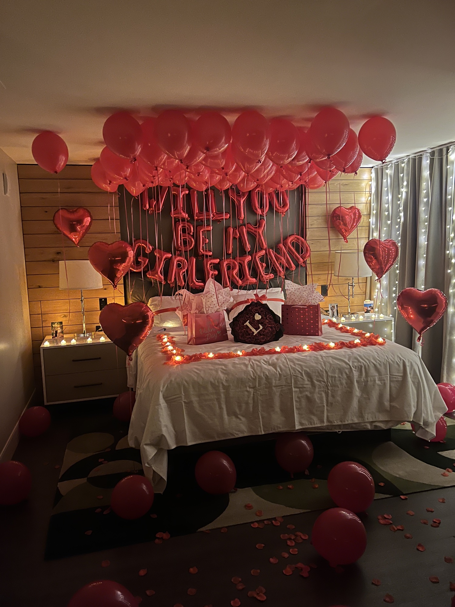 Will you be my girlfriend proposal room, alternate angle.